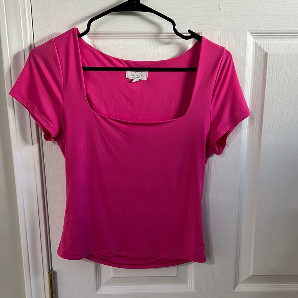 Fitted Pink Short Sleeve T-Shirt